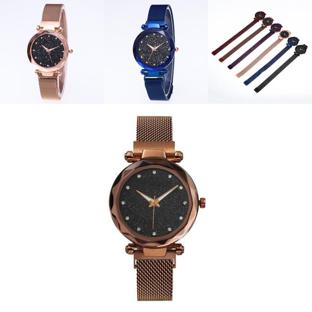Magnetic Steel Band Quartz Watch With Starry Dial For Casual Daily Wear