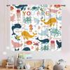 Ocean Kids Curtains, Sea World Underwater Fish Marine Animals Whale Shark Fish Quotes Inspirational Colorful Window Drapery for