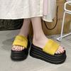Platform slippers women's summer wear 2025 new small muffin one-word drag casual cool slippers 8CM