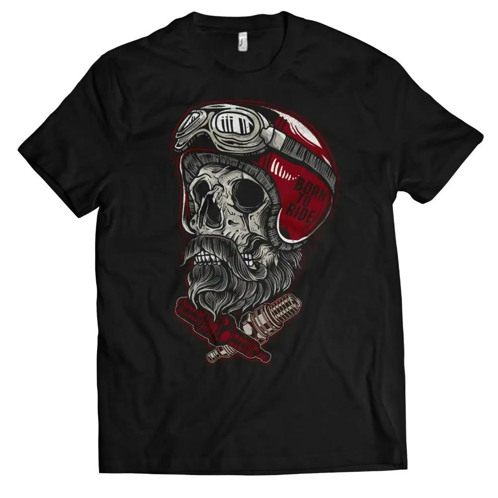 Biker Skull Helmet Beard Motorcycle Chopper Screwdriver Bit MC Mens T-Shirt Summer Cotton Short Sleeve O-Neck T Shirt New S-3XL