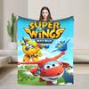 Super Wings Cartoon Flannel Blanket Car Robot Funny Throw Blanket for  Sofa Bedding Lounge 150*125cm Rug Piece,
