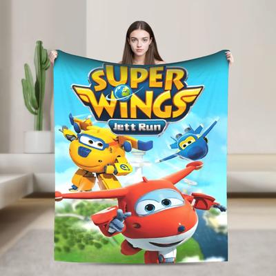 Super Wings Cartoon Flannel Blanket Car Robot Funny Throw Blanket for  Sofa Bedding Lounge 150*125cm Rug Piece,
