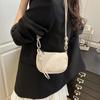 Simple Solid Color Lychee Texture Women Casual Shoulder Bag For Daily Use