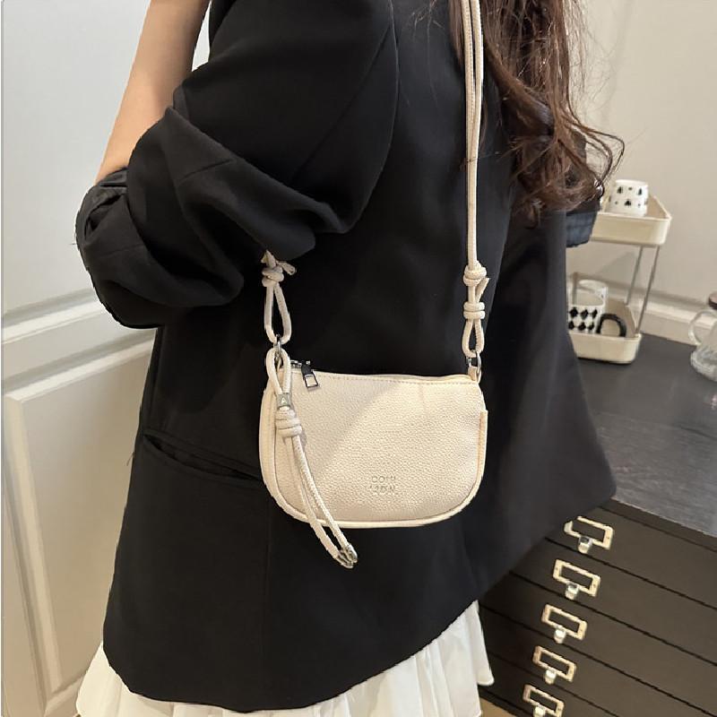 Simple Solid Color Lychee Texture Women Casual Shoulder Bag For Daily Use