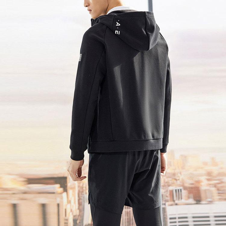 Anta Training Series Solid Color Casual Hooded Long Sleeve Jacket Men Jacket Black 152147711-5