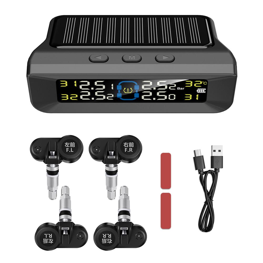 

Система контроля давления в шинах автомобиля. Монитор в реальном времени. Цифровой ЖК-дисплей. Системы автомобильной охранной сигнализации. Питание от солнечной батареи/USB. TPMS.