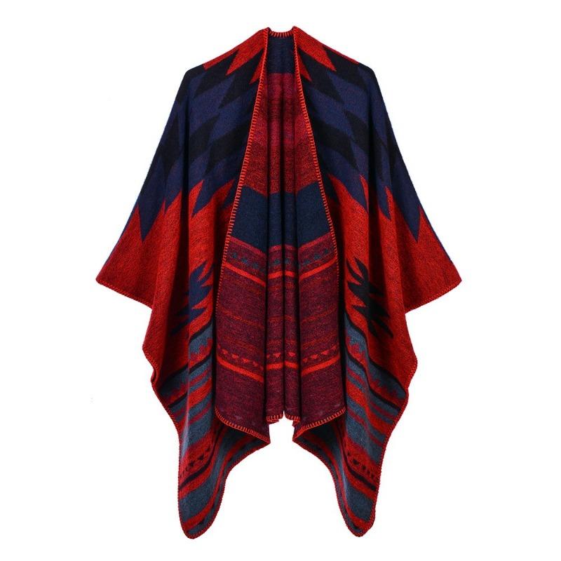 Women's Autumn and Winter Extended Fashion Scarf Shawl Dual-purpose Travel Camping Warm Double-sided Imitation Cashmere Cape