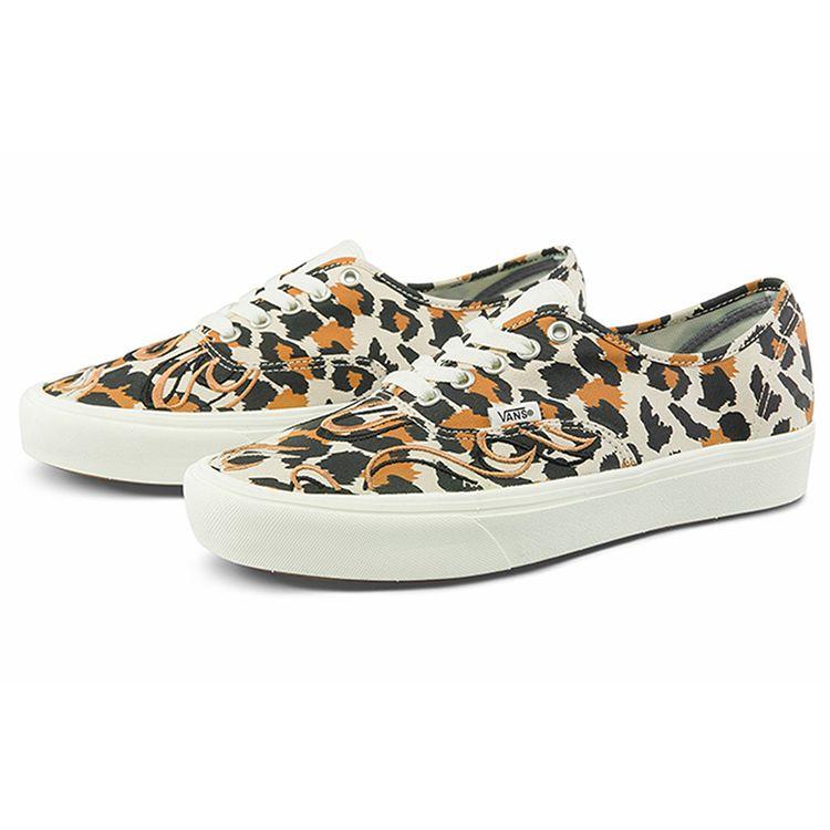 Vans Authentic Comfycush Canvas Leopard Print Low Top Skate Shoes Unisex Sneaker Black Yellow VN0A3WM747B