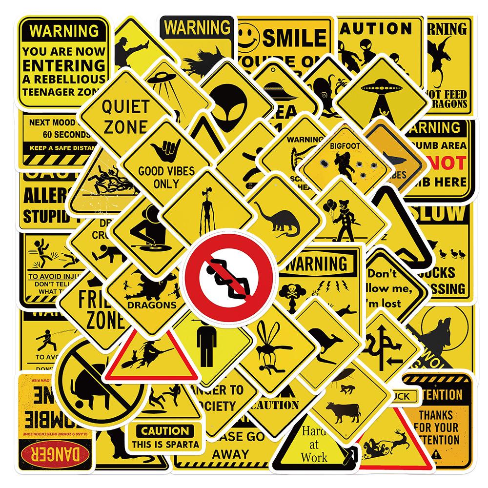 10/30/50pcs Cartoon Warning Creative Stickers Cool Danger Banning Sign Sticker for Notebook Guitar Phone Funny Sticker