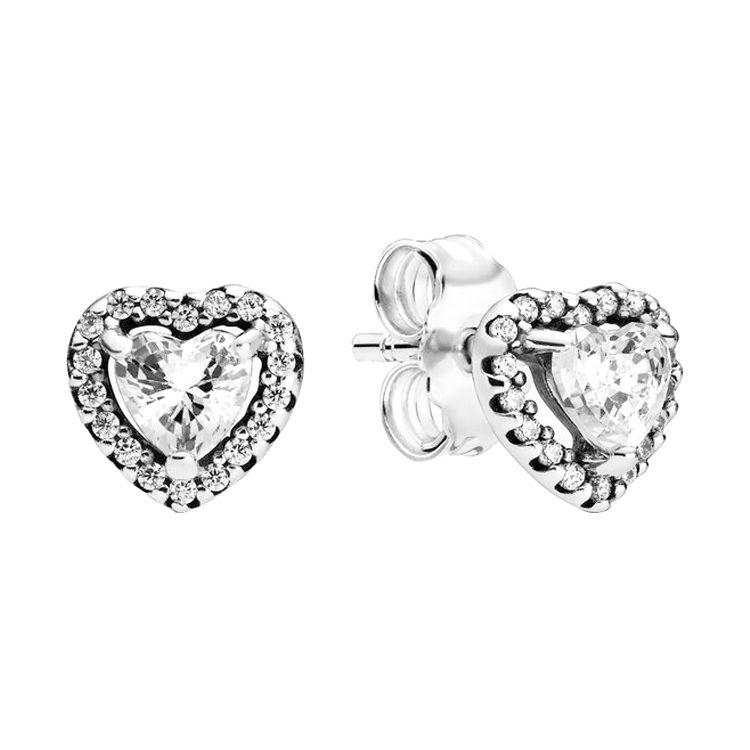 Pandora Shining Elegant Heart 925 Silver Earrings Women earrings 298427C01 Box