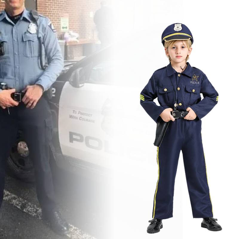 Police Halloween Children Costumes Set Party Show Cosplay Decorations Festival