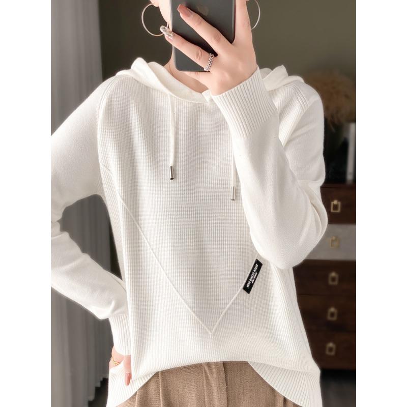 Niche design black label osmanthus needle knitted sweater women's lazy style loose and thin hoodie sweater jacket
