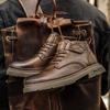 Autumn Men's Mid-Top British Style Leather All-Match Short Boots Leather Shoes Men Vintage Work Boots
