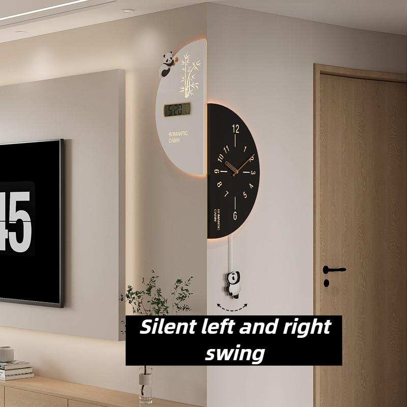 Double Sided Wall Clock Living Room Digital Wall Watch Multifunctional Corner Silent Swing Clocks Home Decoration Accessories