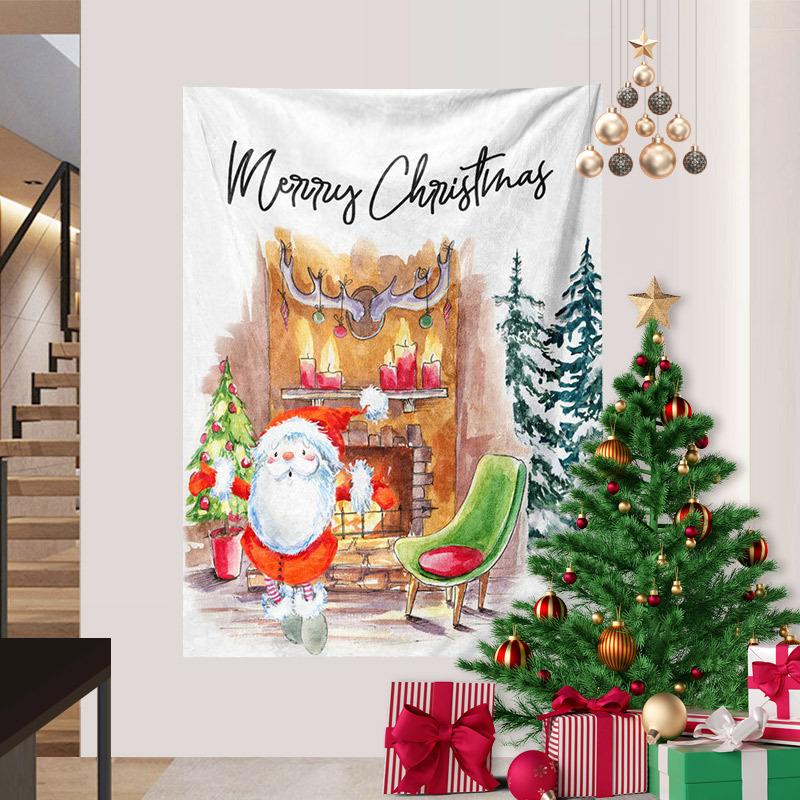 Cross-border Christmas Snowman Background Cloth Christmas Tree Wall Hanging Cloth Amazon Tapestry