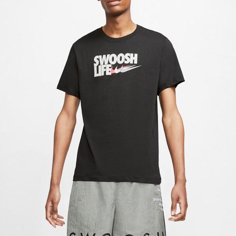 Nike Alphabet Logo Rundhals Kurzarm T-Shirt 'Black Swoosh Life' Herren CU0088-010