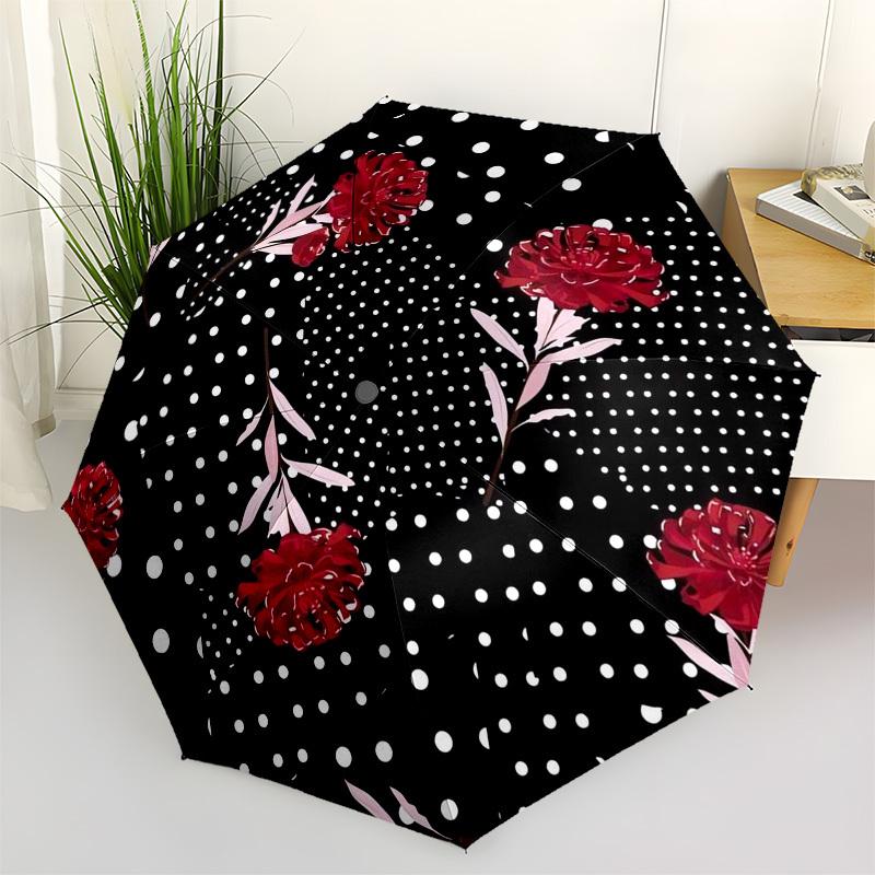 1pc Floral Polka Dot Pattern Umbrella with Plastic Handle,Suitable for All Seasons Umbrellaptys26010