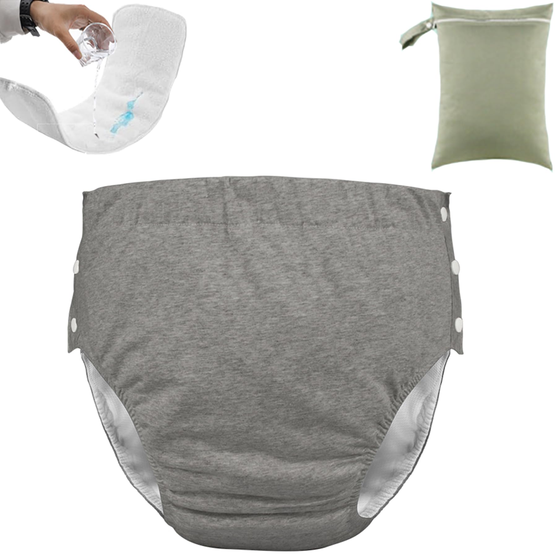 

KUMUROETA Взрослые подгузники Трусы от недержания для ухода Дышащие ТПУ Легко для домашнего ухода и беременных XL Накладка, Уход, Многоразовые, Непромокаемые, серый