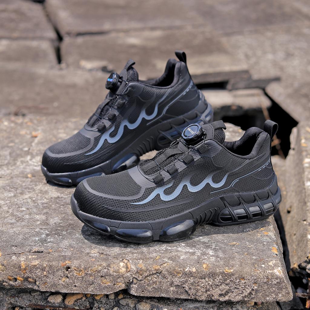 Rotating Button Safety Work Shoes For Men Steel Head Boots Male Indestructible Construction Non Slip Male Soft Work Shoes