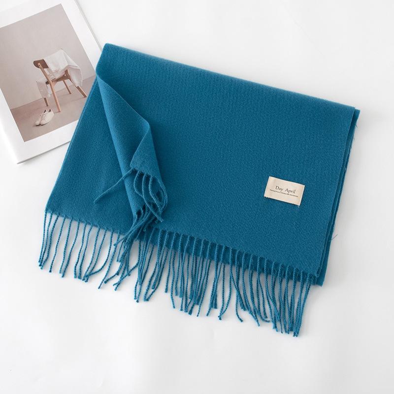 Cashmere feel solid color scarf women's imitation cashmere autumn and winter atmosphere versatile medium and long shawl scarf