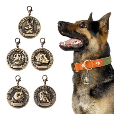 Forniture per animali domestici Medaglietta per cani Targhetta con nome goffrata 3D Antismarrimento Acciaio inossidabile Metallo per animali domestici Carta d'identità