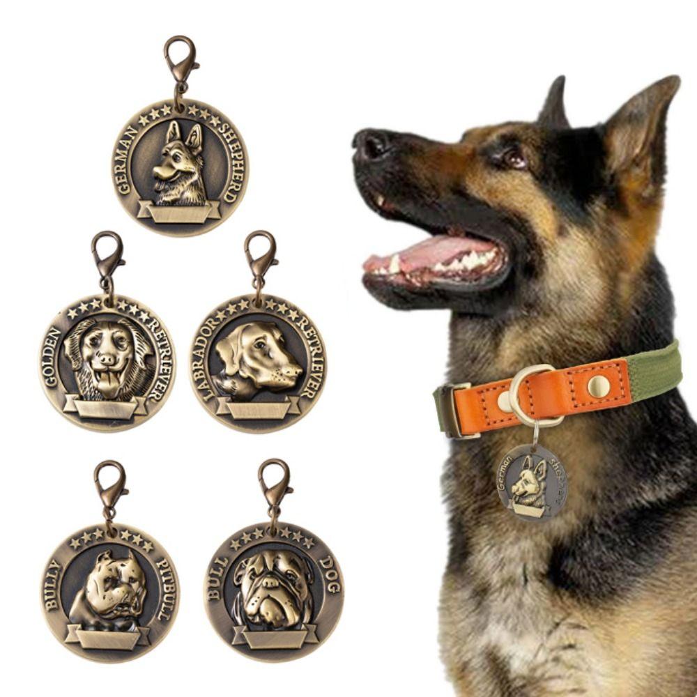 Pet Supplies Dog Tag 3D Embossed Nameplate Anti-lost Stainless Steel Pet Metal ID Card