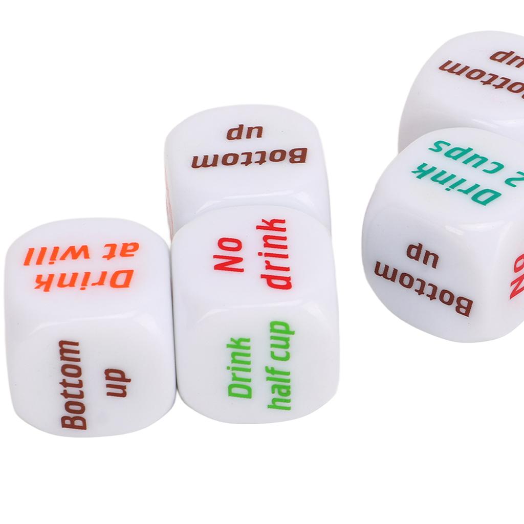 12PCS English Wine Order Dice White Dice Props Plastic Dice Toy for Bar Home Party