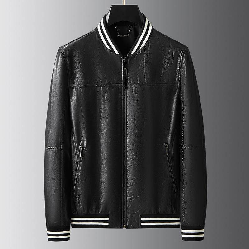 

Новые осенние и зимние куртки из натуральной кожи Куртки из коровьей кожи Повседневные топы Мужские модные тренды Куртки с воротником-бейсболкой 195