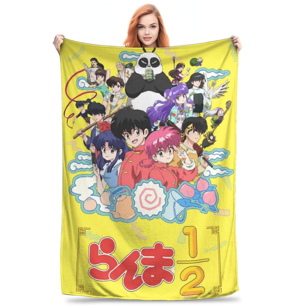 Ranma And Akane Tendo Blanket Fleece  Winter  Portable Soft Throw Blankets for Sofa Couch Bedding Throws,