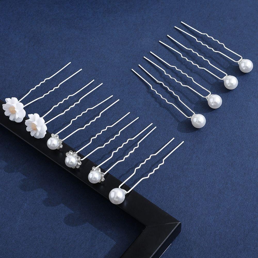 Tiara Hair Accessories Wedding Hairpins U-shaped Pearl Pin Rhinestone Hair Clip Bridal Hair Jewelry