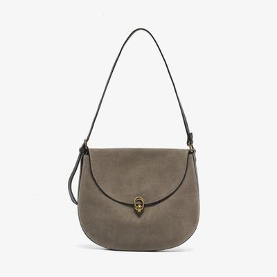 Luxury Handbag Matte Leather Saddle Bag - Women's Genuine Nubuck Underarm Crossbody Purse, Versatile Shoulder Bag for Ladies
