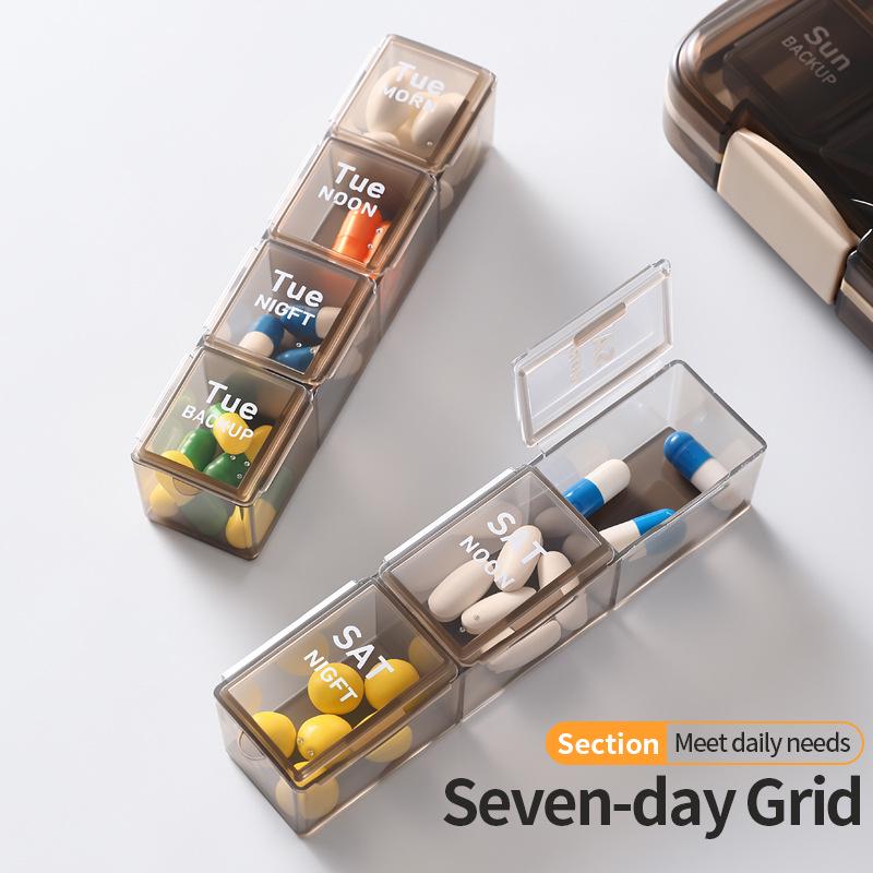 7-Day Moisture-Proof Pill Organizer: Sealed, Compartmentalized, Dustproof, with Lid for Convenient Storage