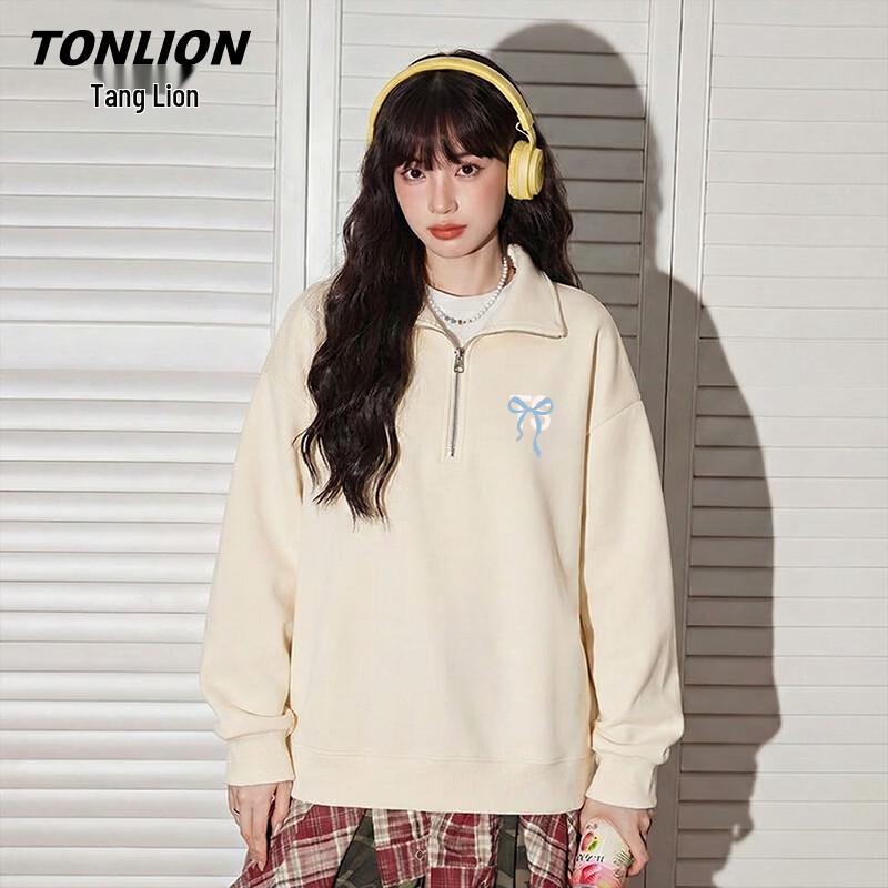 TonLion Women's Trendy Zip-Collar Sweatshirt