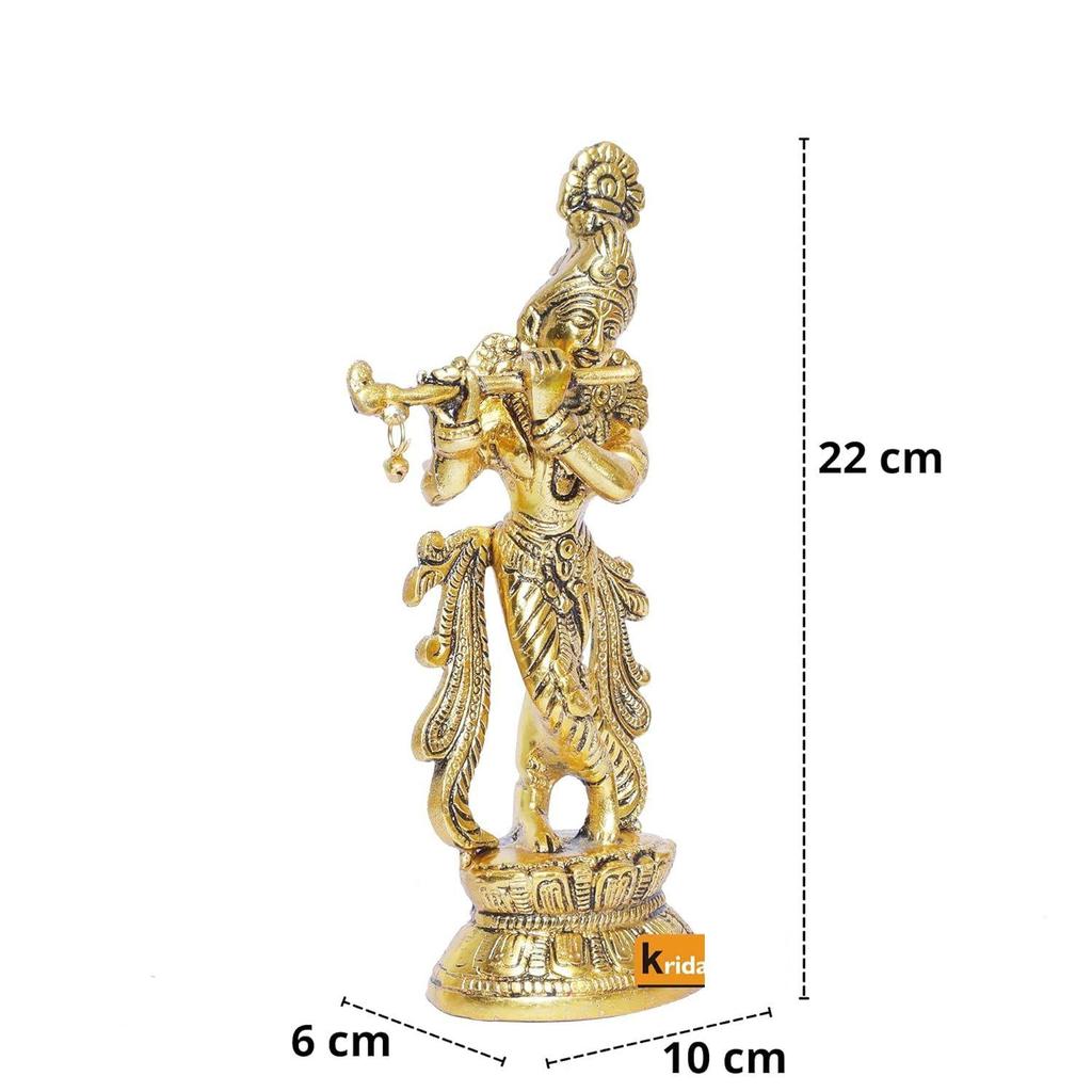 Lord Krishna Metal Statue,Krishna Murti Playing Flute for Temple Pooja,Decor Your Home,Office & Gift Your Relatives,Showpiece