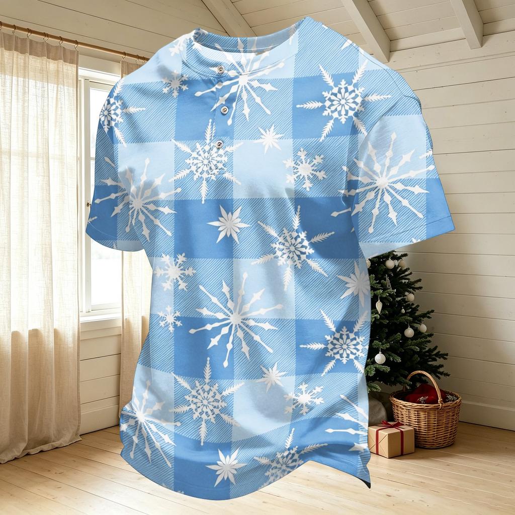 Men's Quick Dry Short Sleeve Round Neck T-Shirt with Christmas Print