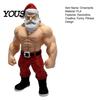 Christmas Desk Decorations 3D Printed Fitness Santa Claus Figurine, Muscular Statue, Trendy Home Office Decor Creative Sports Figure Desktop Ornament
