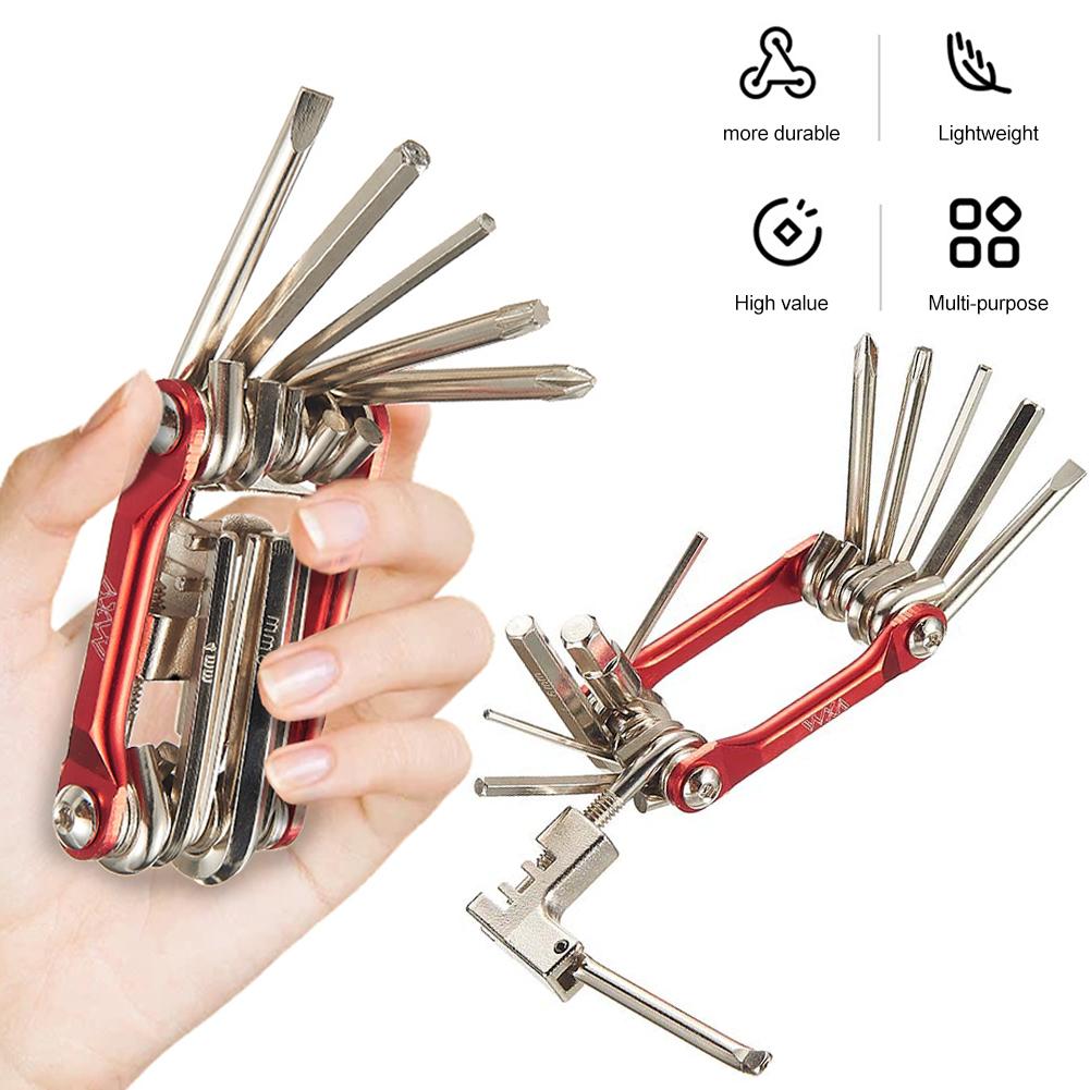 11 In 1 Folding Bicycle Repair Combination Multifunctional Bike Repair Tool Kit Compact Bicycle Tool Kit for Tire Chain Spoke China Mainland