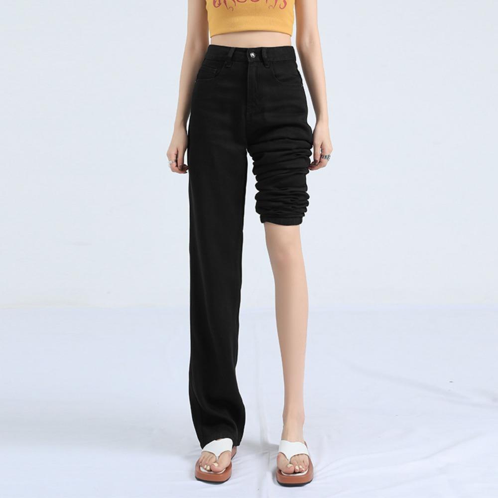 Spring and Summer 2025 New Casual Versatile Wide Leg Pants Women's Loose Straight Pants High Waist Skinny Jeans