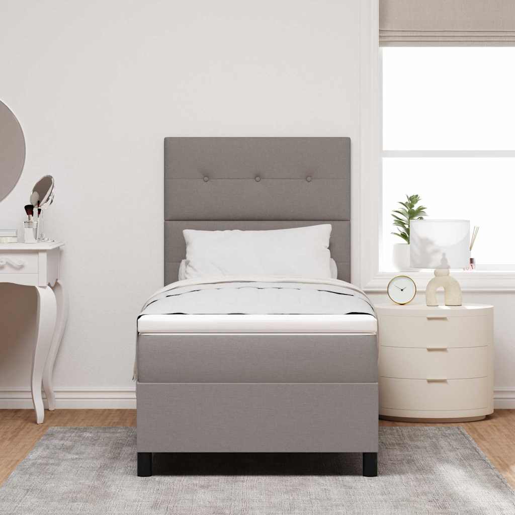 Box Spring Bed with Mattress and LED Light Taupe 90 x 200 cm Fabric
