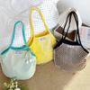 Leisure Summer Woven Shoulder Bag Large Capacity Fashion Nylon Mesh Tote Bag Simple Handbag Beach Handbag Vacation