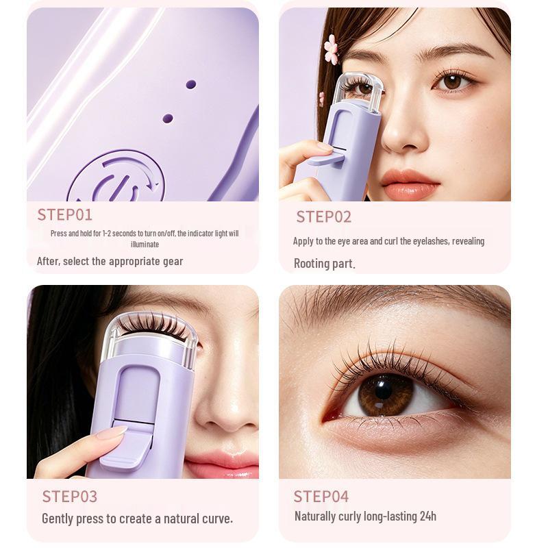Portable Rechargeable Electric Heated Eyelash Curler - Long-Lasting Setting