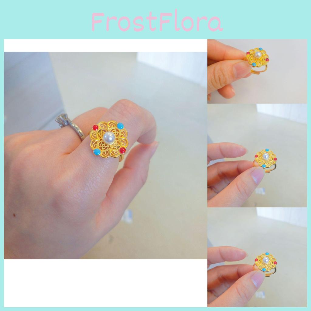 Exquisite Adjustable Gold Plated Enamel Ring With Geometric Design For Unisex Fashion