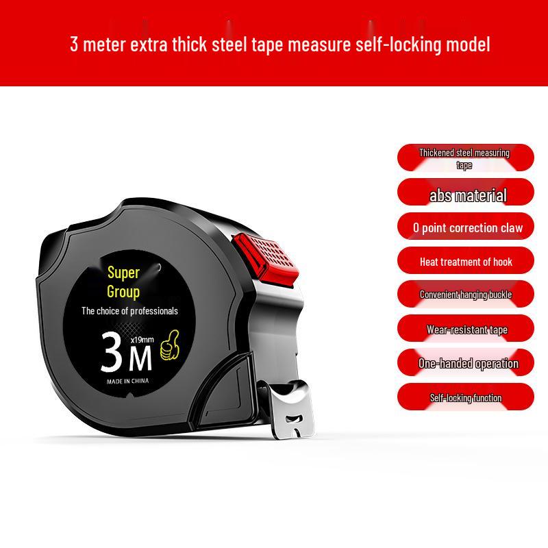 

Durable 5m Steel Tape Measure: Wear & Drop Resistant, Thickened, Hardened, Mini Size, Auto Locking with 10m Extension Option. Auto Lock-3m [Widened & Reinforced]