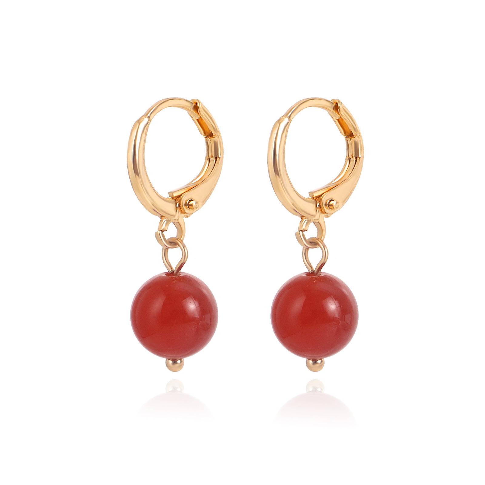 

European and American jewelry, high-end temperament, colored turquoise earclips, earrings, women s fashion earrings красный