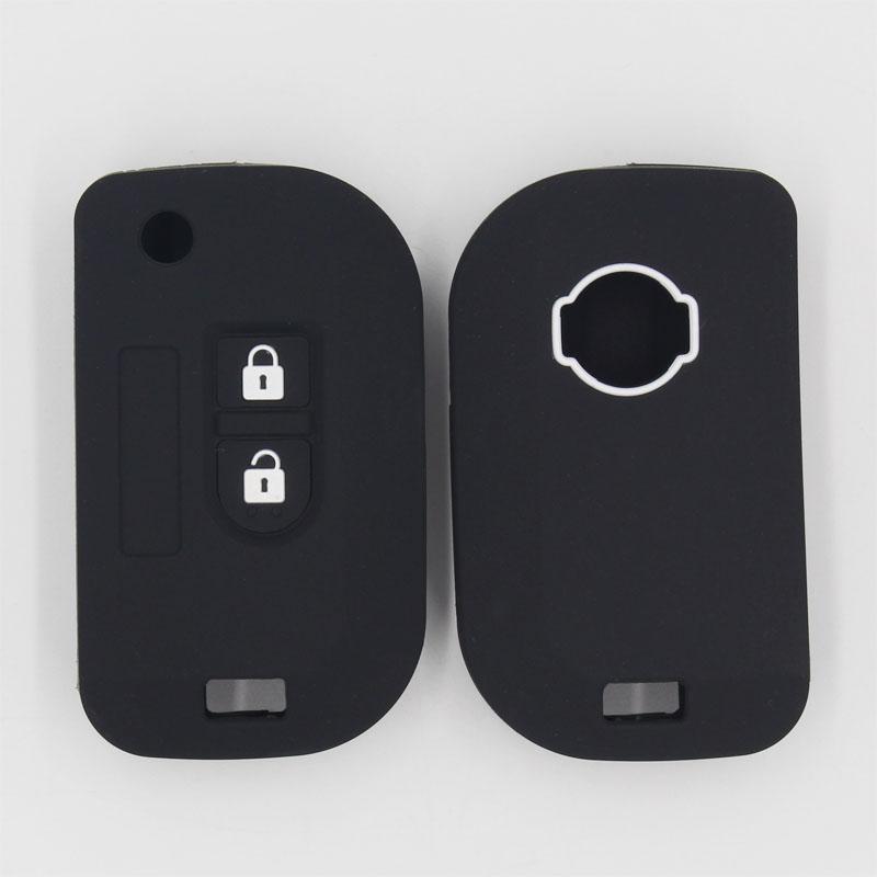 

silicone rubber car Key Shell Car Case Fob Cover For Qashqai Nissan Micra Navara Almera Note 2 Buttons folding key чёрный