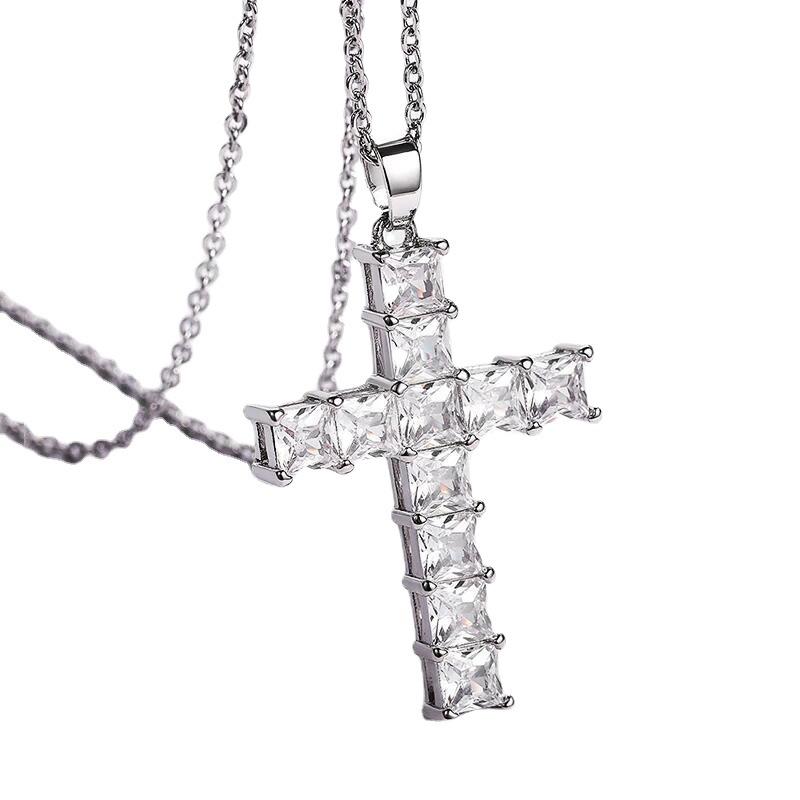 New Fashion Necklaces Female Pendants Gold Multi Color Crystal Jesus Cross Pendant for Women Necklace Party Leisure Time Jewelry
