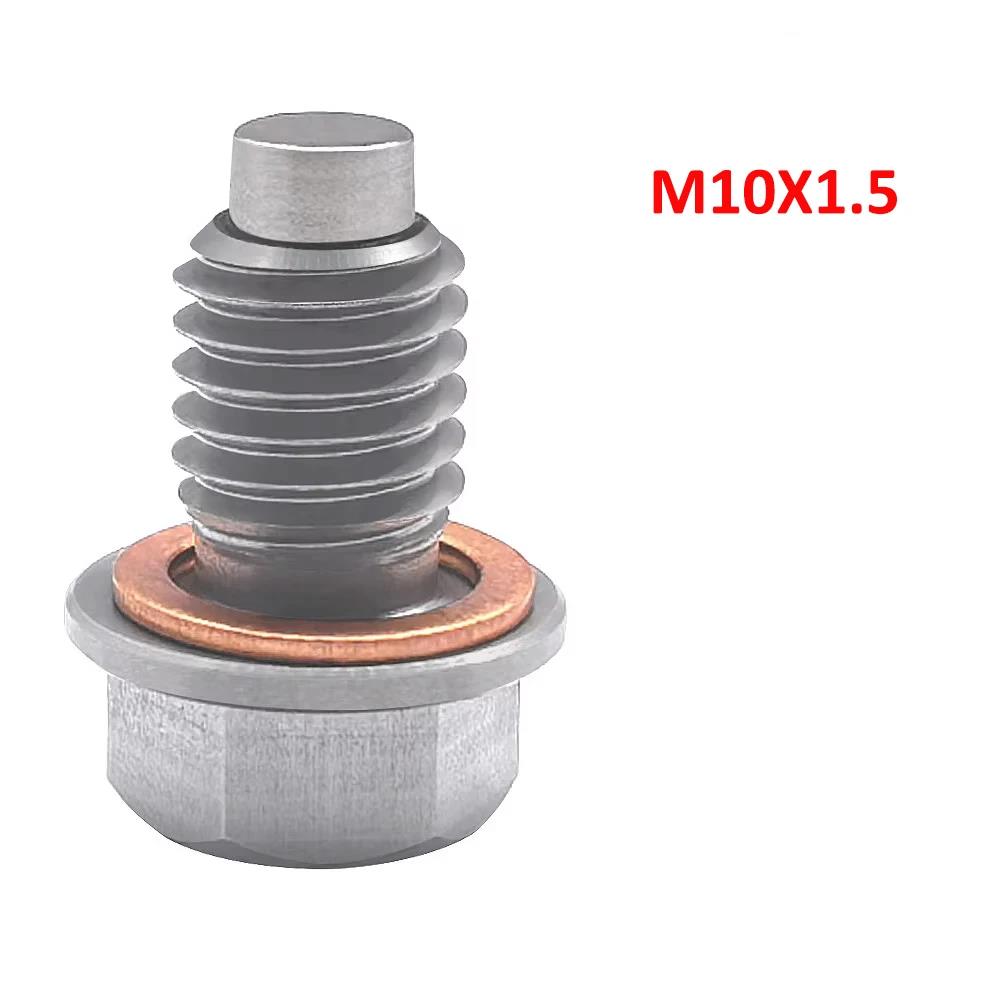 Magnetic Oil Pan Drain Plug M10-M22 Stainless Steel with Strong Neodymium Magnet and Copper Washer for Car Engine Oil Drain Plugs 3