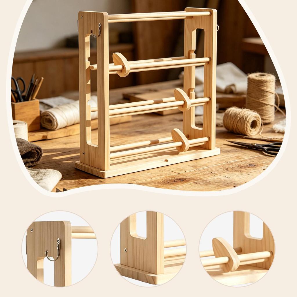 Wood Ribbon Organizer Display Sewing Thread Stand Lightweight Spool Holder Dispenser for