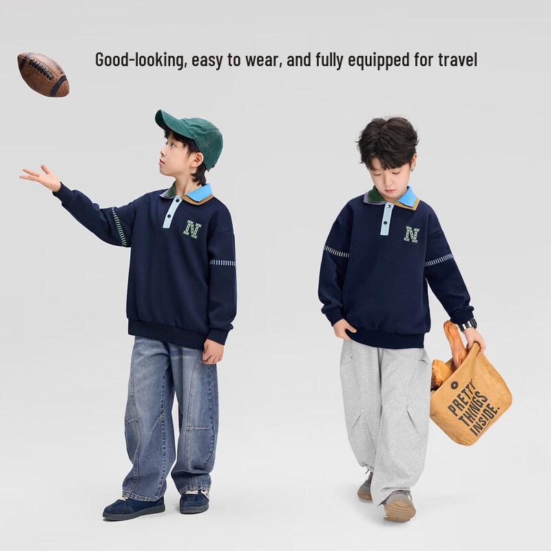 Zuoxi Boys' Academy Colorblock Polo Sweatshirt