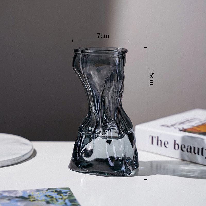 Creative Slanted Neck Glass Vase for Home or Office Decor